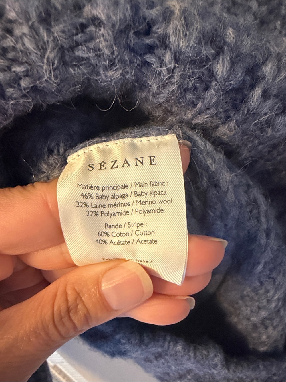 Sezane Button-Shoulder Knit Sweater - Blue - Picture 5 of 6